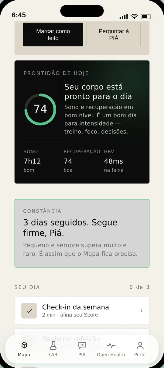 Prontidão do dia às 6h45: 74