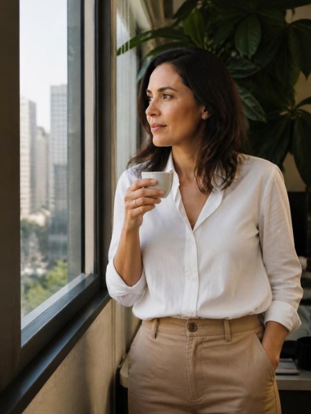 Pausa no trabalho com café
